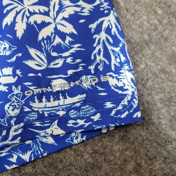 Columbia PFG Super Slack Tide Camp Mens Fishing Shirt Size 2XL Blue Tropical - Picture 5 of 15